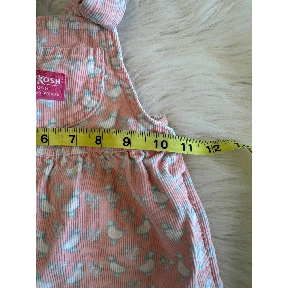Vintage OshKosh B'gosh pink corduroy overalls duck goose‎ print size 2 EUC